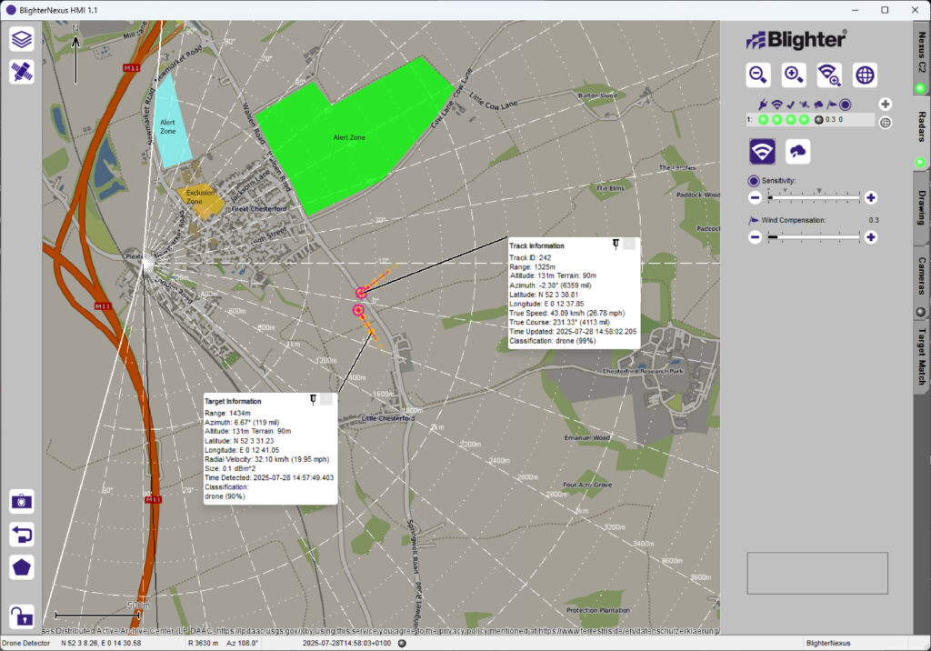 BlighterNexus HMI radar software to view live threats