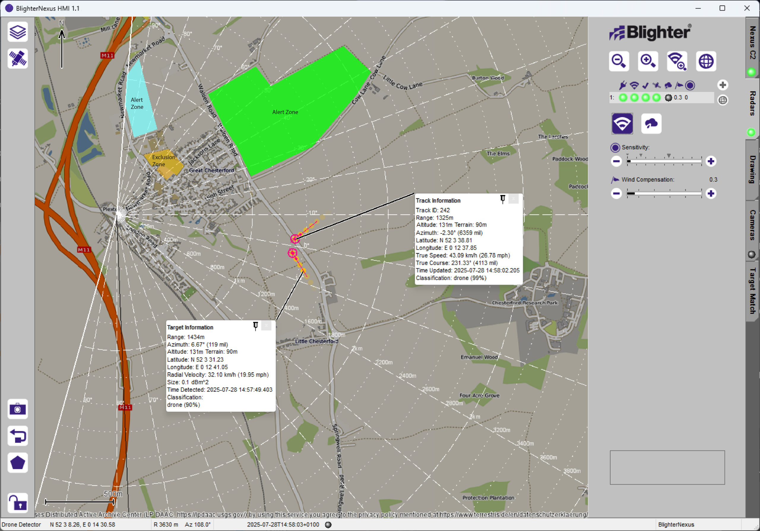 BlighterNexus HMI radar software to view live threats