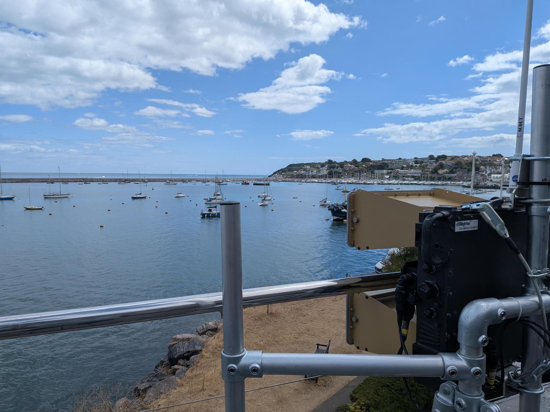 Blighter C400 Radar at the University of Plymouth's Brixham Laboratory, looking out across the bay